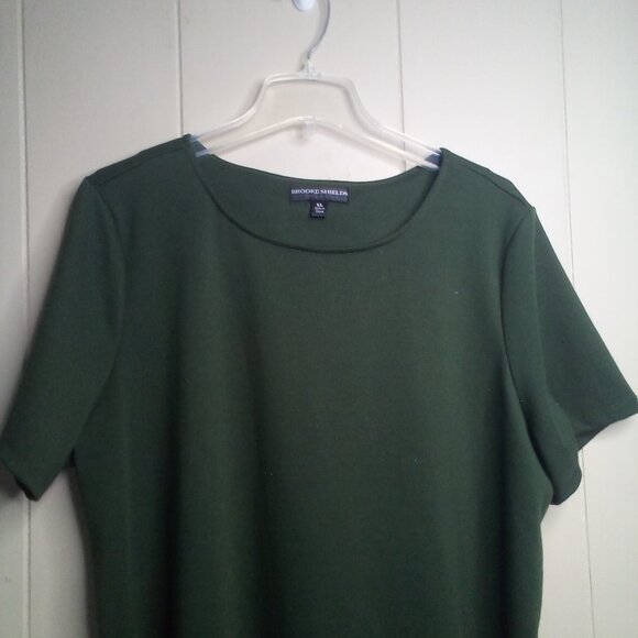 Brooke Shields Timeless Blouse XL Short Sleeve Side Zippers Green - Picture 10 of 12